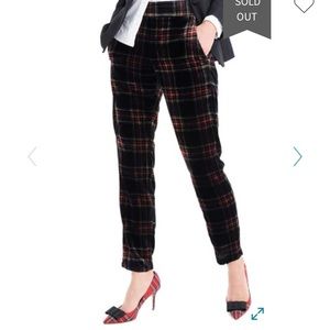 NWT JCrew Velvet Stewart Black Plaid Pants